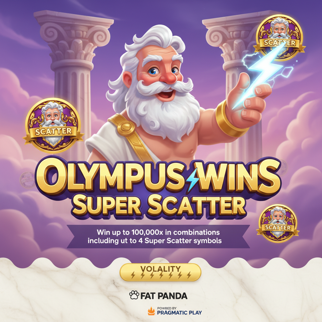 Olympus Wins Super Scatter tragaperras - Zeus sosteniendo rayo dorado con símbolos de scatter sobre templo griego con columnas de mármol